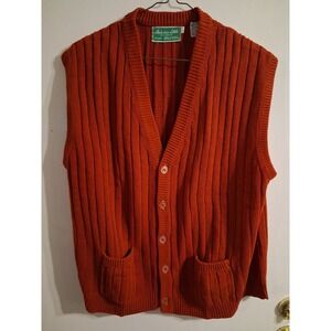 True Vintage 90s Y2K Perfect Grunge Sweater Vest Rust Button Down Ribbed Grandpa